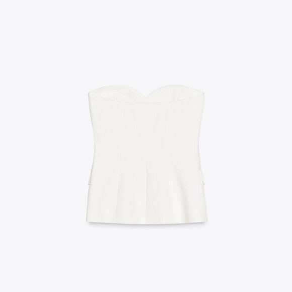 NWT ZARA 2 PIECES MATCH SET COMBINATION SATIN EFFECT BUSTIER TOP + FLARED PANTS - Picture 7 of 10